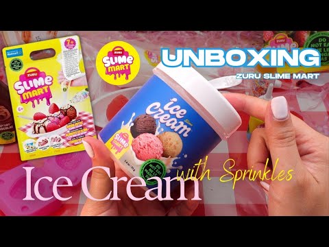 ASMR | UNBOXING Zuru Slime Mart Ice Cream Sundae with Chocolate Syrup & Sprinkles & Strawberries