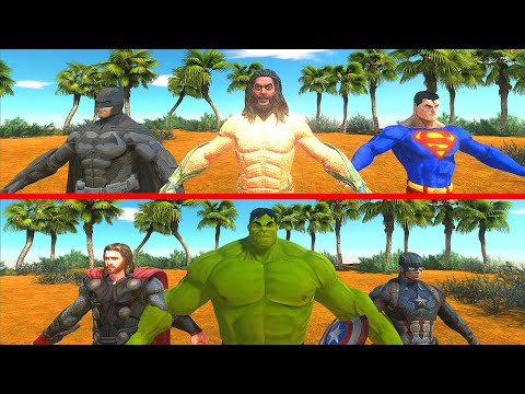 3VS3 MARVEL VS DC COMICS | Who Is Weaker? - Animal Revolt Battle Simulator