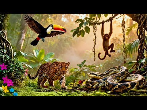 Animals of Amazon 4K: Colorful Birds & Hidden Wildlife in Relaxing Nature Scenes