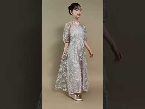 ピンクのラインフラワーランダムヘムドレス 動画