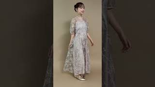 ピンクのラインフラワーランダムヘムドレス 動画