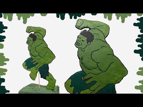 Coloring Angry Hulk in Fighting Stance - Time Lapse