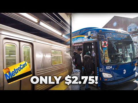 Midtown Manhattan para o aeroporto JFK via metrô e ônibus por apenas US$ 2,75 - Raw e não editado
