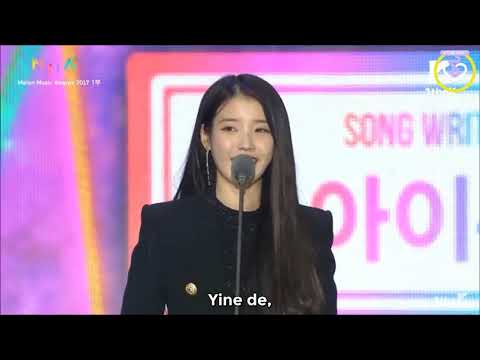 [171202] IU'nun MMA 2017'de En İyi Şarkı Yazarı ödülünü alırkenki konuşması