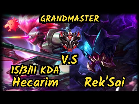 Dat (Kitzuo) (HECARIM) vs REK'SAI - 15/3/11 KDA JUNGLE GAMEPLAY - NA Ranked GRANDMASTER