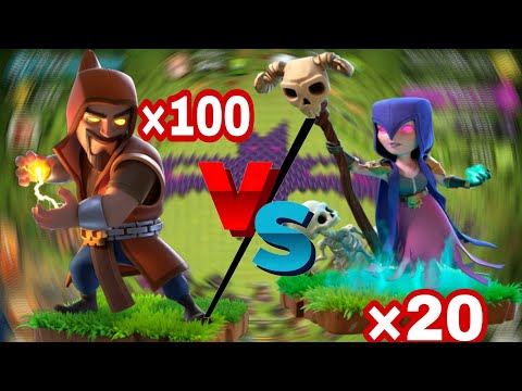 100 Wizard vs 20 Witch max level | COC vs battle