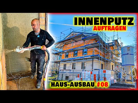 WAND VERPUTZEN - Innenputz mit Putzmaschine auftragen! | Haus-Innenausbau #08 | Home Build Solution