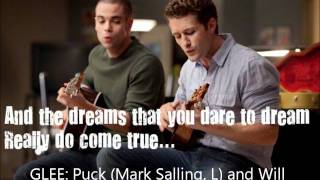 Glee-Over the Rainbow-Mr. Schu and Puck Lyrics on screen