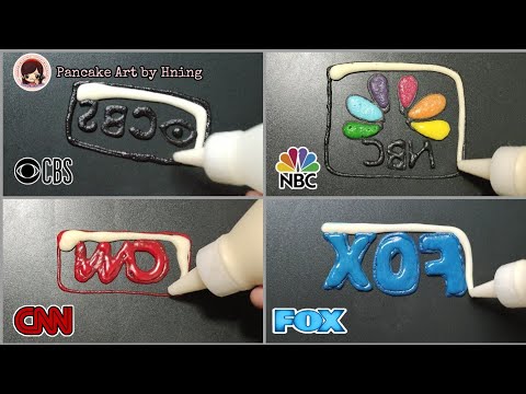 TV Network logo pancake art - CBS, NBC, CNN, FOX