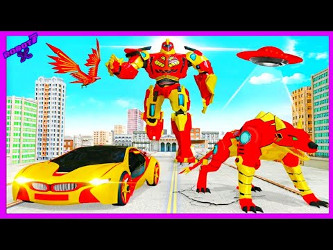 Wild Wolf Transforming Eagle Flying Car Robot game Android gameplay