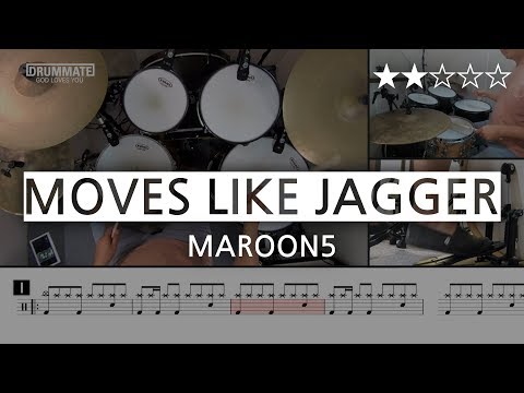 [Lv.04] Moves Like Jagger - Maroon 5 (★★☆☆☆) Pop Drum Cover Score book Sheet Lessons Tutorial
