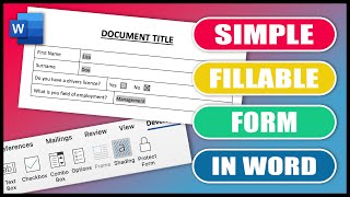 Simple FILLABLE FORM in Word | Easy Tutorial