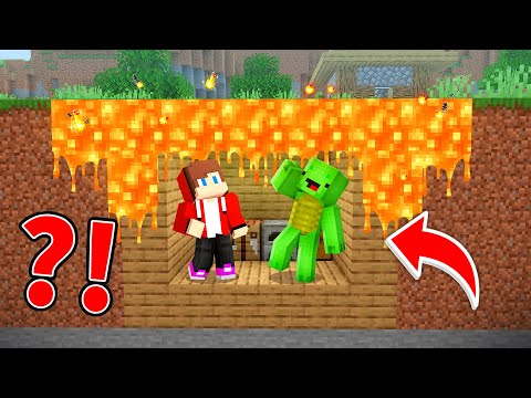 Epic Lava Tsunami VS Secret Bunker JJ and Mikey in Minecraft - Maizen