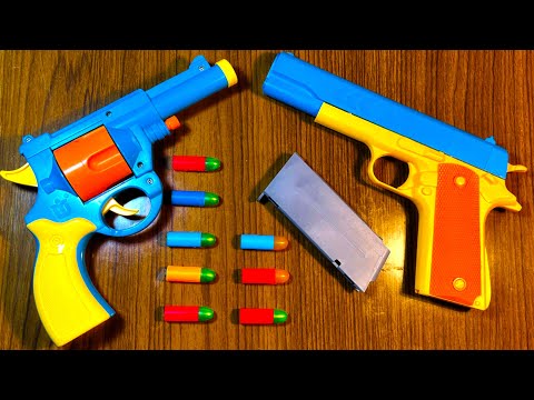 Realistic Toy Guns Size 1:1 Scale - 45 ACP COLT & Bulldog Revolver Toy Pistol Unboxing