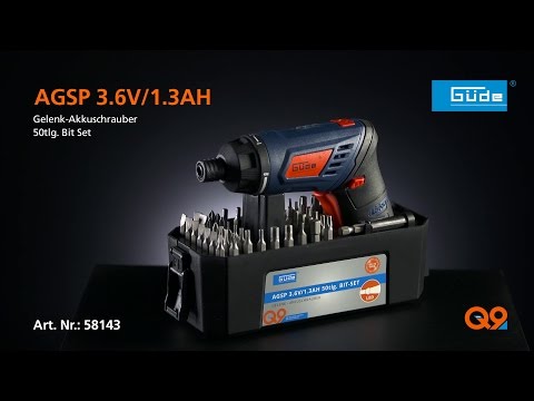 Güde Gelenk-Akkuschrauber AGSP 3.6V 1.3Ah 50-tlg BIT SET - #58143