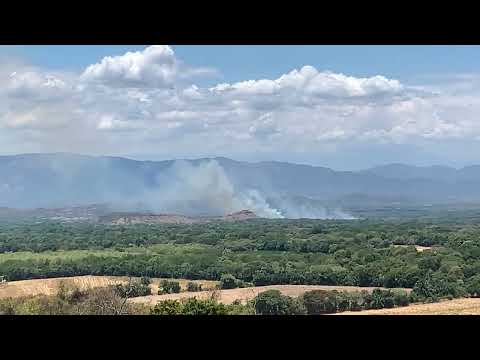 Incendio forestal  vereda palmarosa  vía la carrilera Venadillo Tolima.  Vista desde la parte alta 