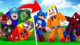 GIRA LA RULETA DE LA SUERTE Y GANA SUPERHÉROES EN MINECRAFT !! EL MEJOR SUPERHÉROE DEL MUNDO