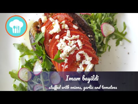 Imam Bayildi - stuffed with onions, garlic and tomatoes (Vegan/Vegetarian)