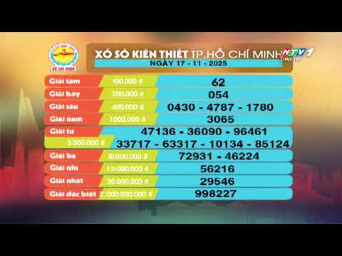 Xổ số kiến thiết TP.HCM || HTV1 || 17/11/2025