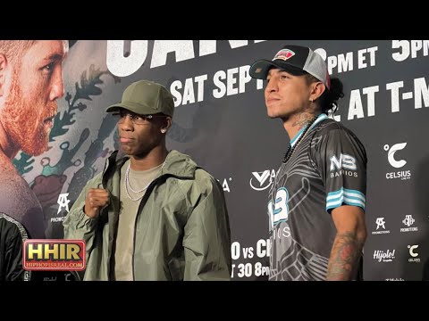 YORDENIS UGAS VS MARIO BARRIOS FACE OFF AS TENSION BUILDS TOR THERE UPCOMING FIGHT SATURDAY