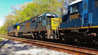 CSXT Q400-01 lots of EMD power Ex-Conrail SD60 8726 sounding good @ Cape Fear River bridge