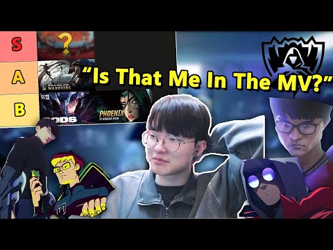 T1 Faker Reacts to and Ranks Every League of Legends Worlds Anthem [ENG SUB]
