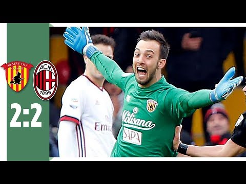 Benevento Calcio – AC Mailand 2:2 / Crazy Kopfball-Tor von Keeper Brignoli