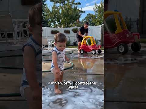 When Dad Babysits with a Hose