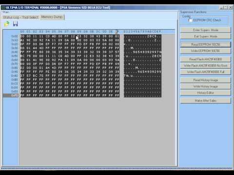 ULTIMA I/O TERMINAL tool program demonstartion read SID801A eeprom and history