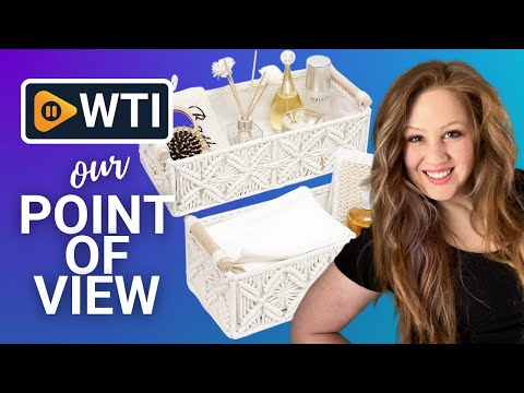 HOSROOME Macrame Storage Basket Boho Decor Baskets for Organizing Woven Decorative Basket for Countertop Toilet Paper Basket for Tank Top for Home Decor Bedroom Nursery Livingroom Entryway (S - WTI product video review