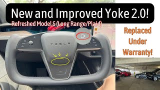 Tesla’s  New Yoke 2.0 for Model S with Mechanical Horn! Tesla Replaced My Peeling Yoke for Free!!