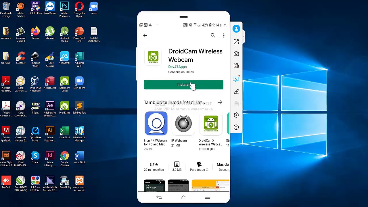 instalacion webcam desde celular al pc
