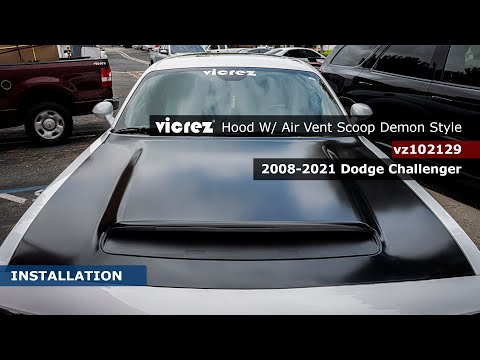 Vicrez Hood W/ Air Vent Scoop Demon Style vz102129 | Dodge Challenger 2008-2023 | Installation