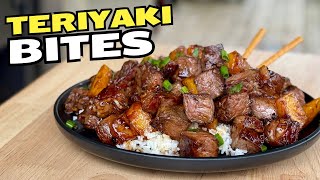 These Teriyaki Steak Bites are an EASY Griddle Recipe - with Homemade Teriyaki Sauce!
