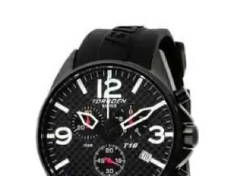 Torgoen Swiss Men's T16302 Aviation Chronograph Carbon Fiber Polyurethane Strap Watch