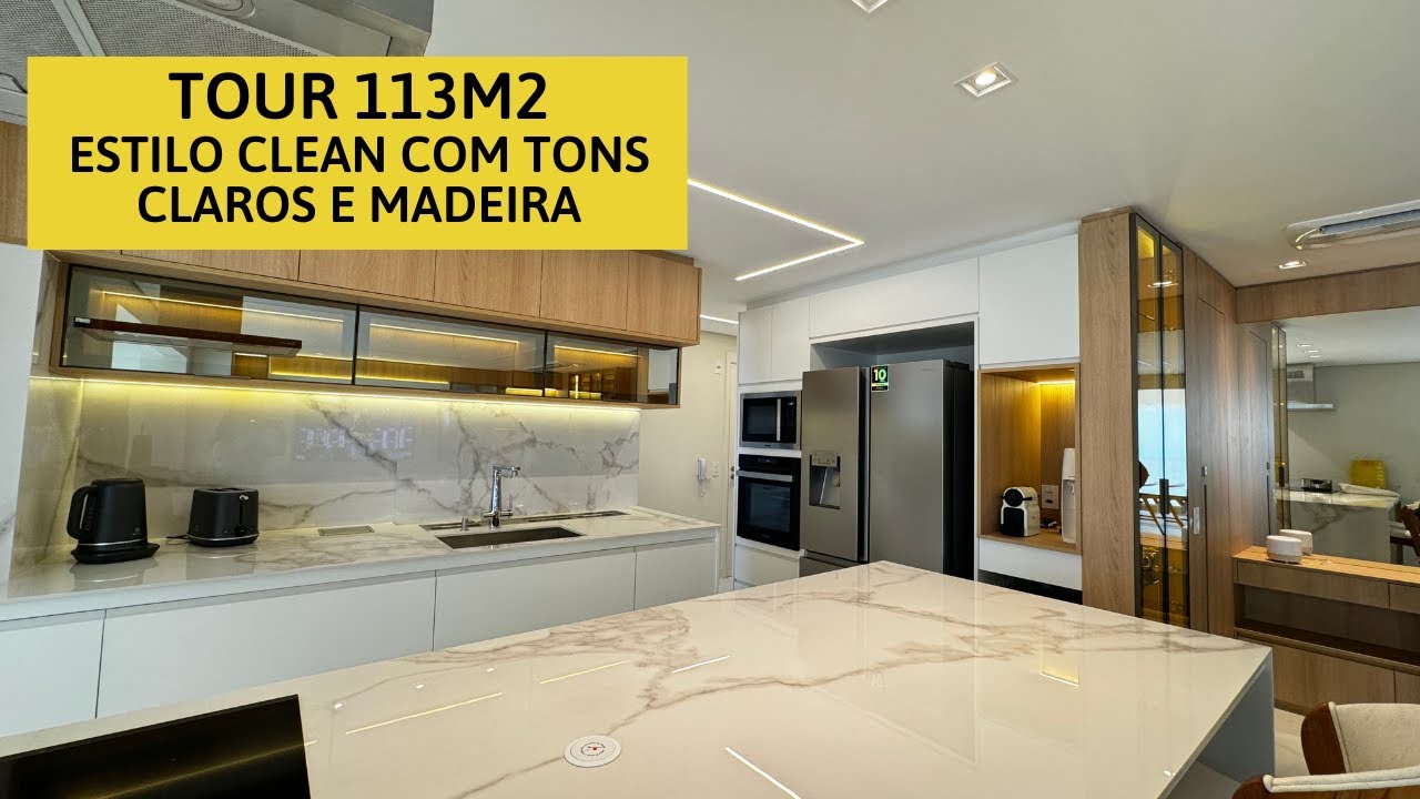 Tour AP 113m2 - Estilo Clean Com Tons Claros e Madeira