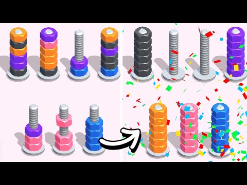Nuts & Bolts, Color Screw Sort - Gameplay Part 1 Levels 1-15 (Android, iOS) - YouTube