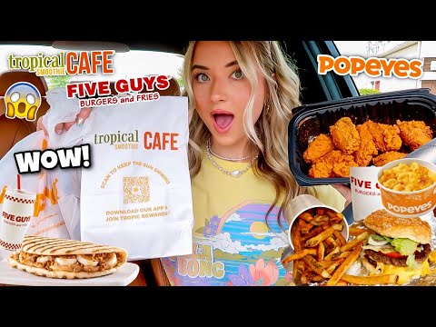 Eating POPULAR FAST FOOD Drive-Thrus I RARELY Go To for 24 HOURS!