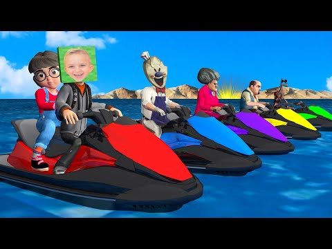 Scary teacher 3d fat- Nickvlad hate ice scream - race at sea!!!  funny animation and the end