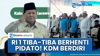 Momen Mengejutkan Prabowo Tiba-tiba Berhenti Pidato, Minta Izin hingga Dedi Mulyadi-Menhan Berdiri