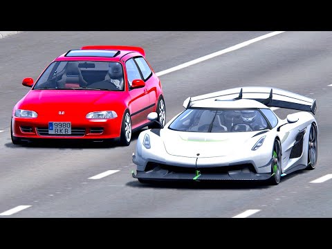 Koenigsegg Jesko vs Honda Civic EG6 1500 HP - Drag Race 20KM