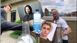 Celebrities Doing The Bottle Cap Challenge Compilation! (Jason Statham, McGregor, Keanu Reeves..)