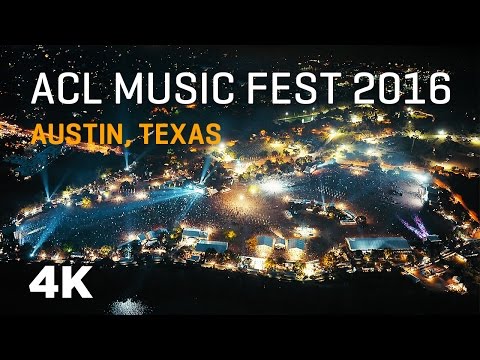 ACL Fest 2016 4K - Austin City Limits Music Festival Night Flight @ 2000 ft.