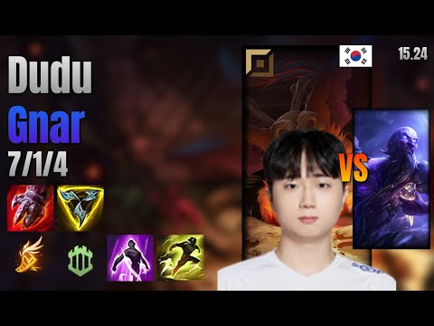 Dudu Top Gnar vs Ryze lol KR solo rank Full Game 15.24 | 두두 나르 vs 라이즈