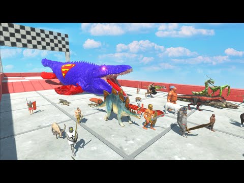 MOSASAURUS SUPERMAN CHASE SPEED RACE TO EAT ANYTHING - Animal Revolt Battle Simulator