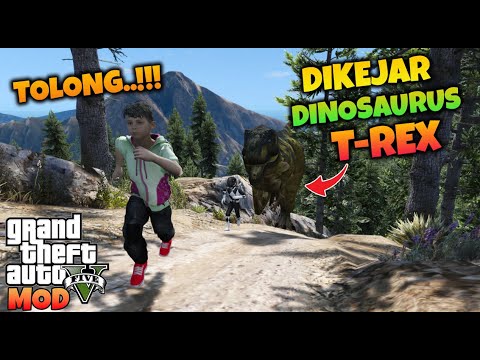 JUNIOR AND BLACK MINI RANGER ARE CHASED BY A T-REX DINOSAURS - GTA 5 MOD POWER RANGER MINI