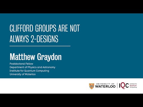 Clifford Groups are not always 2-Designs - Matthew Graydon