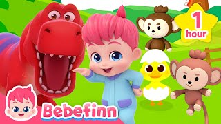 Best T-rex and Animal Friends Song for Kids | Bebefinn Fun Nursery Rhymes Compilation