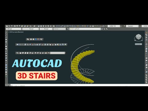 AutoCad || Spiral folding 3D Stair tutorial || stair||...