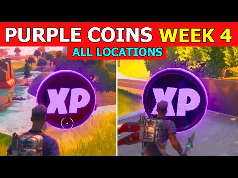 All XP Purple Coin Locations! *WEEK 4* - Secret Purple XP Coins Locations Guide Fortnite Week 4!